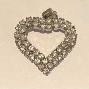 Rhinestone open heart pendant